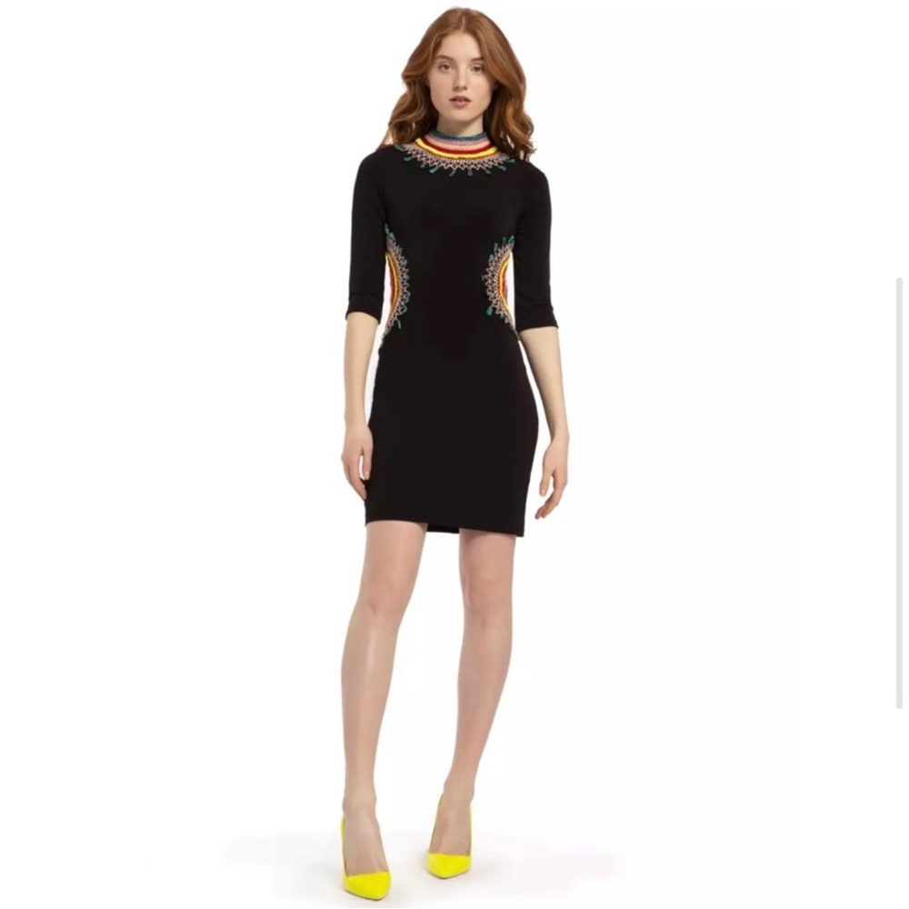Alice + Olivia Tamson embroidred fitted dress